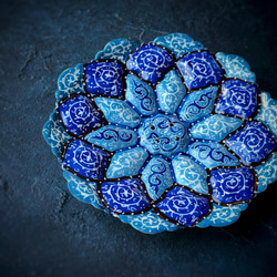 ペルシャのエナメル皿　ジュエリートレイ　飾り皿　Φ11ｃｍ【ミーナーカーリー023】 5枚目の画像