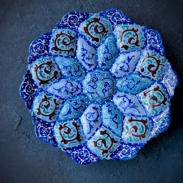 ペルシャのエナメル皿　ジュエリートレイ　飾り皿　Φ11ｃｍ【ミーナーカーリー024】 2枚目の画像