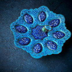 ペルシャのエナメル皿　ジュエリートレイ　飾り皿　Φ13ｃｍ【ミーナーカーリー016】 10枚目の画像