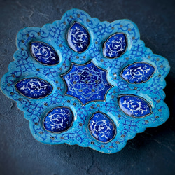 ペルシャのエナメル皿　ジュエリートレイ　飾り皿　Φ13ｃｍ【ミーナーカーリー016】 6枚目の画像