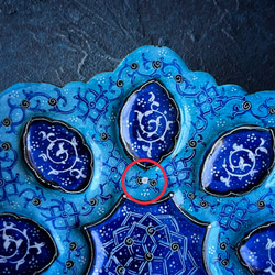 ペルシャのエナメル皿　ジュエリートレイ　飾り皿　Φ13ｃｍ【ミーナーカーリー016】 3枚目の画像