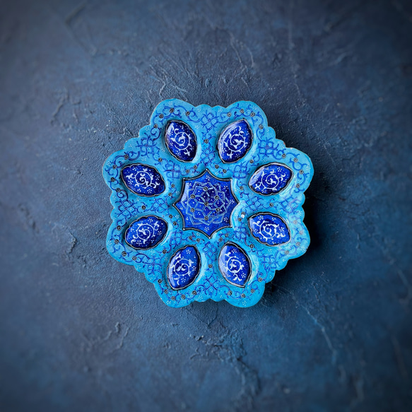 ペルシャのエナメル皿　ジュエリートレイ　飾り皿　Φ13ｃｍ【ミーナーカーリー016】 1枚目の画像