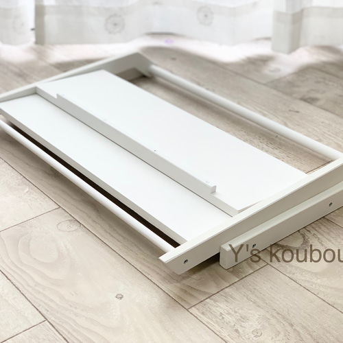 ワイドタイプ！ 2段ディスプレイ棚☆折り畳み式☆マットホワイト