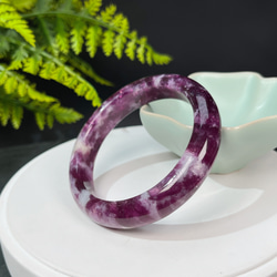 超稀有 紫色 鋰雲母手鐲 57+MM 玉化閃片 祖母晶手環 甜蜜 平和 寧靜 第5張的照片