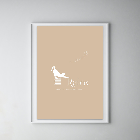 グラフィックデザイン・アートポスター Relax cat/ 猫 リラックス イラスト ヨガ ベージュ ミニマルデザイン 7枚目の画像