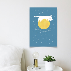 グラフィックデザイン・アートポスター cosmic cat/ 猫 ネコ 月 宇宙 星 夜空 ファンタジー ポップイラスト 5枚目の画像
