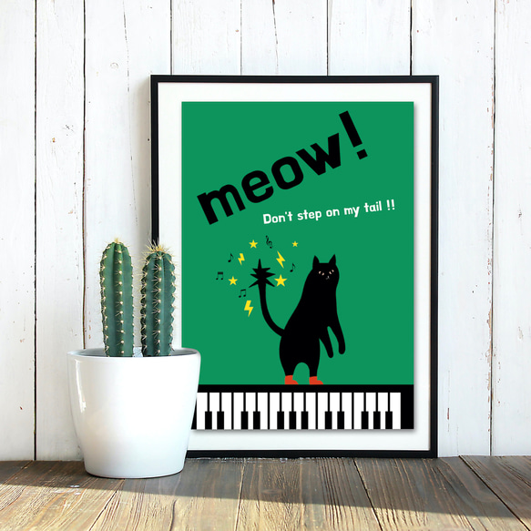 絵画。壁掛け原画【ピアノ部屋で音楽を聴くのが好きなかわいい黒猫】 Amazon.co.jp: Chirstseason ウォールステッカー 猫 音楽 楽譜