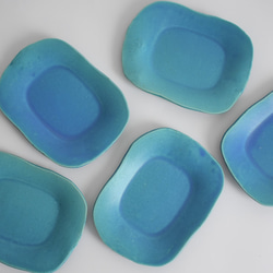 ゆるりスクエア型中皿(マット/水色/ブルー/トルコブルー/白御影土） 17枚目の画像