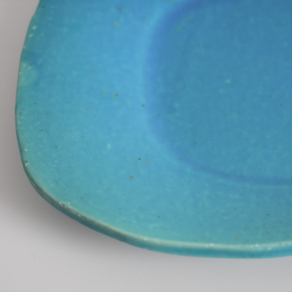 ゆるりスクエア型中皿(マット/水色/ブルー/トルコブルー/白御影土） 9枚目の画像
