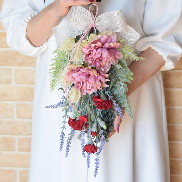 ラスト1点！【3日以内発送】母の日ギフト壁に飾れる花束《カーネーションとラベンダー》Creema限定 1枚目の画像