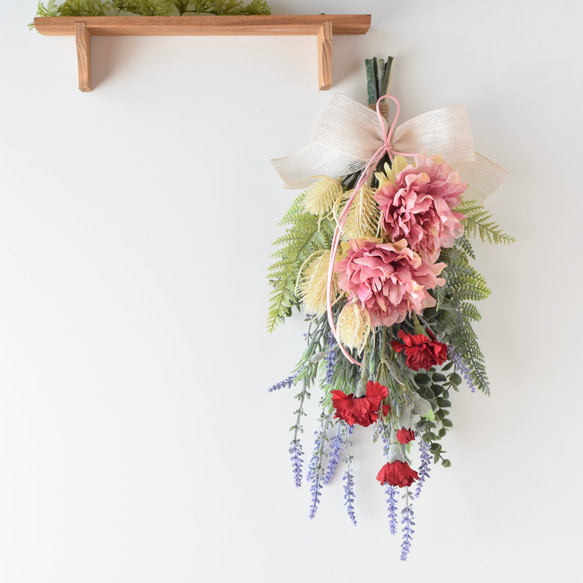 ラスト1点！【3日以内発送】母の日ギフト壁に飾れる花束《カーネーションとラベンダー》Creema限定 3枚目の画像