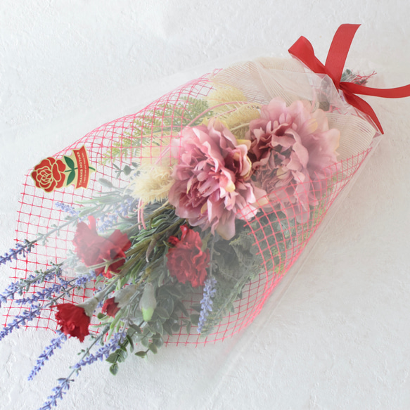【3日以内発送】母の日ギフト壁に飾れる花束《カーネーションとラベンダー》Creema限定 4枚目の画像
