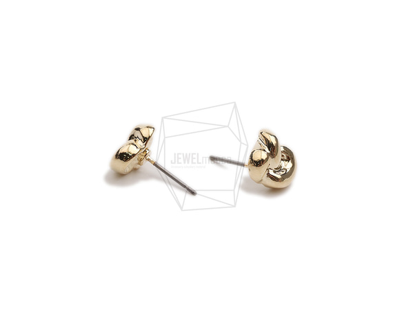 ERG-2349-G【2個入り】フープピアス/Hoop Post Earrings/9.6mm X 9.8mm 3枚目の画像