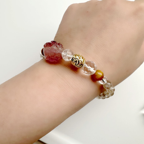 龍亀 ロングイ タイガーアイ ルチルクォーツ 天然石