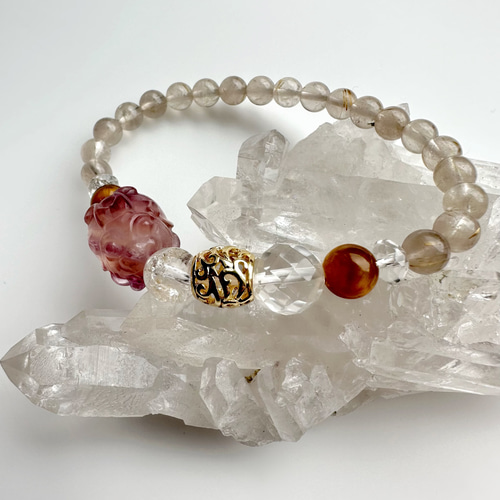 ⭐︎龍亀（ロングイ）ブレスレット⭐︎ フローライト 高品質 ブレスレット バイカラー 開運 ロングイ 龍