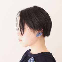 紫陽花(ガクアジサイ) 革花ピアス*ブルーパープル/母の日ギフト/春夏アクセサリー/浴衣/2023 7枚目の画像