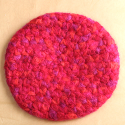リフ編みのベレー帽　赤系ミックスカラー（モヘア＆ウール） 5枚目の画像