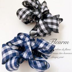 ギンガムチェックバンスクリップ ヘアクリップ・バナナクリップ