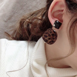 Color circle leopard pierce/earring(Black) 2枚目の画像