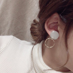 2Way art mini hoop pierce/earring(Ice blue) 2枚目の画像