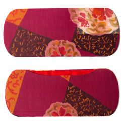 【再販受注】レトロな帯板・帯枕・仮紐・収納バッグセット　銘仙　ピンクとオレンジ半併用の花柄 3枚目の画像