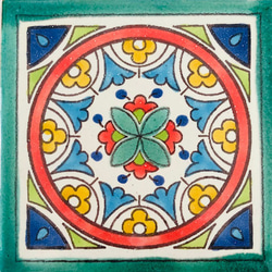 チュニジアタイル枚セット　曼荼羅のような模様のタイル　ガルビ0786 2枚目の画像