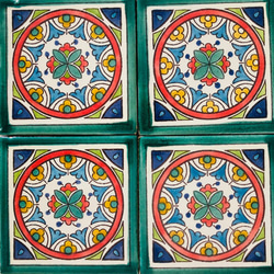 チュニジアタイル枚セット　曼荼羅のような模様のタイル　ガルビ0786 1枚目の画像