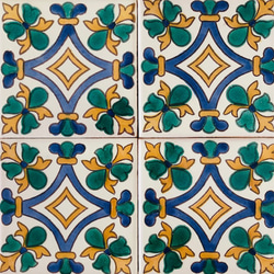 チュニジアタイル4枚セット 真ん中のダイヤ模様がポイントに