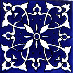チュニジアタイル4枚セット　スッキリとブルーがさえる　　ガルビ0715 1枚目の画像