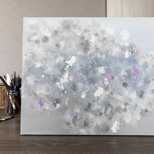 桜雨 現代アート 45.5×38㎝ 大きめ テクスチャーアート モダン