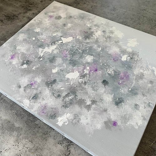 桜雨 現代アート 45.5×38㎝ 大きめ テクスチャーアート モダン