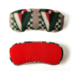 レトロな帯枕・帯板・仮紐・収納バッグセット　銘仙　杢ベージュ地に緑と赤のダイヤ柄 6枚目の画像