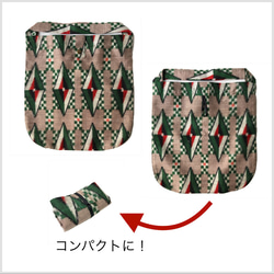 レトロな帯枕・帯板・仮紐・収納バッグセット　銘仙　杢ベージュ地に緑と赤のダイヤ柄 10枚目の画像