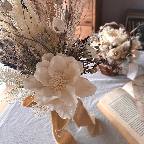 ウェディングブーケ&ブートニアセット】アンティークウエディング