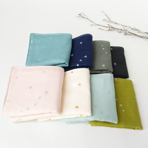6重ガーゼハンカチ　18×18 男の子　星柄　シルバー　ブルー　ネイビー　クロ 野球BOYS】6重ガーゼハンカチ(18×18) その他入園グッズ