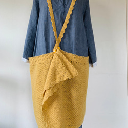 ミモザのショール、ときどき巻きスカート、つまりはお気に召すままニット(サスペンダーを添えて) 5枚目の画像