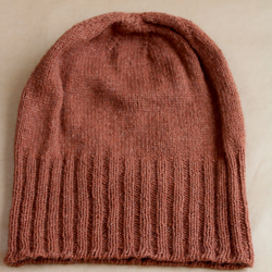 NZポッサム・メリノ・シルク　薄くて軽いシンプルメリヤス帽　ブランデー 6枚目の画像