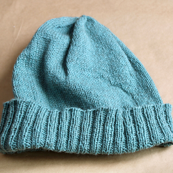 NZポッサム・メリノ・シルク　薄くて軽いシンプルメリヤス帽　ミネラル 5枚目の画像