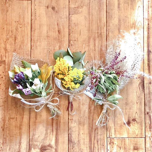 ミモザ クリスマスローズ ススキ ミニスワッグ 3点セット ドライ  