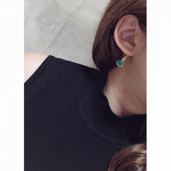 グリーンオニキス marron pierce/earring 2枚目の画像