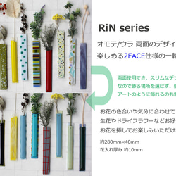 ガラスの一輪挿し「Garden」オモテ/ウラ両面使用できる壁掛けフラワーベース　ドライフラワー付 9枚目の画像