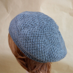 NZポッサム・メリノ　かのこ編みのニット帽　手染めグレー 2枚目の画像