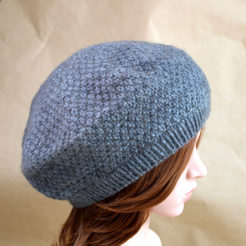NZポッサム・メリノ かのこ編みのニット帽 手染めグレー ニット帽