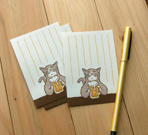 ひとことせん（猫がビール）25枚入 1枚目の画像