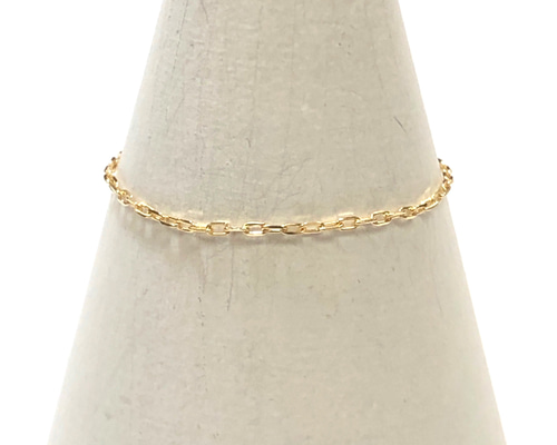 K18 0.8ミリ幅 カットアズキ チェーンリング 18金 イエローゴールド