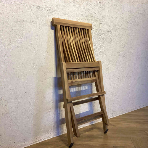 木製 ホールディングチェア 折り畳み椅子 チーク無垢 未塗装ナチュラル