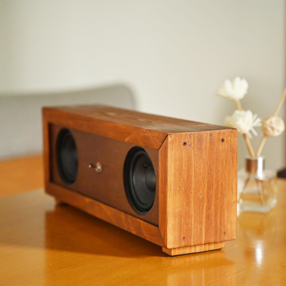 木製　オーディオ　ステレオ　スマホスピーカー　直径80mm　Bluetooth　接続　木のやさしい音質 12枚目の画像