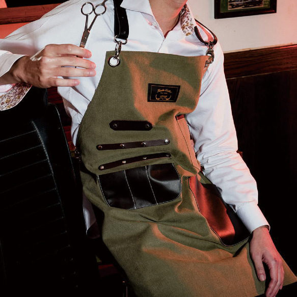 理容 美容エプロン 職人 シザーエプロン 作業エプロン デニムエプロン レザーエプロン かっこいい ショップエプロン ア 