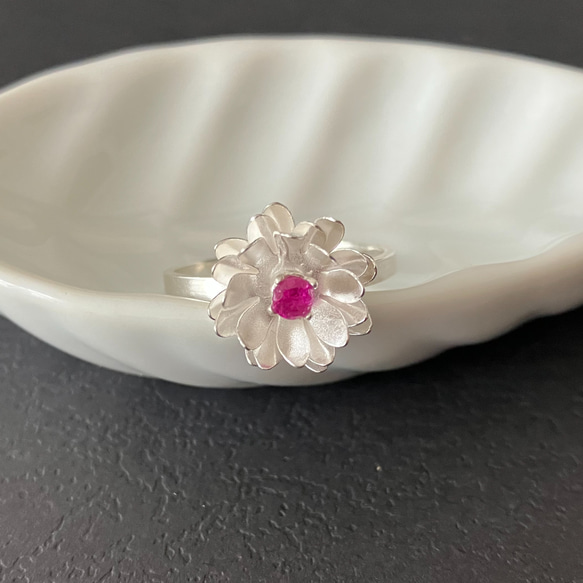order made {ルビーピンク} Lotus 蓮の花のリング silver 3枚目の画像