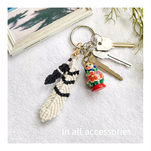 マクラメ　フェザー　キーホルダー 選べるカラー◇フェザー キーホルダー マクラメ キーホルダー In all